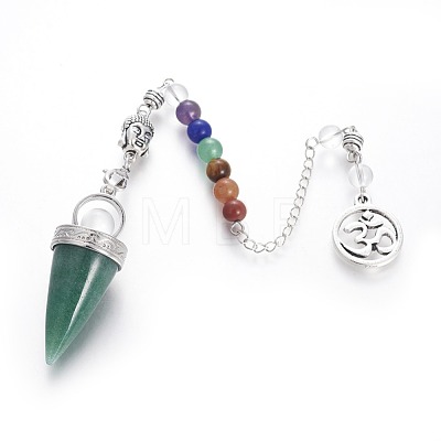 Chakra Jewelry Natural Green Aventurine Cone Dowsing Pendulums G-G771-E05-1
