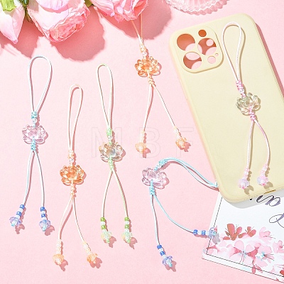 12Pcs 4 Colors Handmade Lampwork with Transparent Glass Bead Pendant Decorations HJEW-YW00464-1