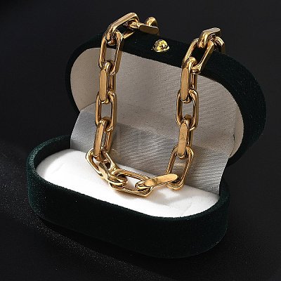 Ion Plating(IP) 304 Stainless Steel Paperclip Chain Necklaces for Women Men NJEW-U019-03G-1