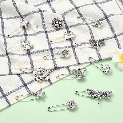 26Pcs 13 Styles Antique Silver Alloy Brooch JEWB-CJ0001-89-1