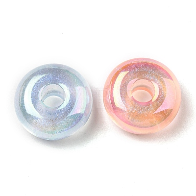 Transparent UV Plating Rainbow Iridescent Acrylic European Beads MACR-F076-02M-1
