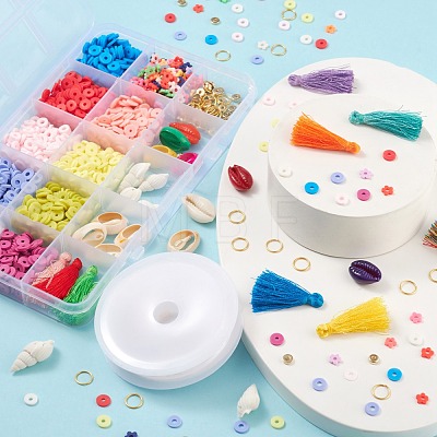 DIY Tassel Charm Heishi Beads Jewelry Set Making Kit DIY-FS0002-39-1