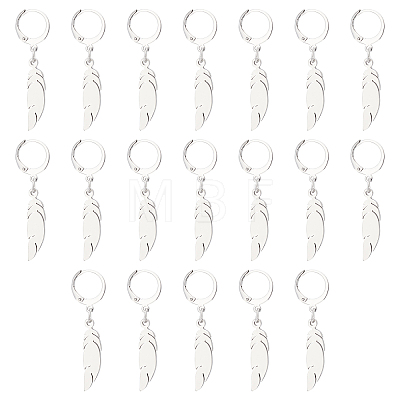 Unicraftale 20 Pairs Feather Dangle Leverback Earrings EJEW-UN0001-86-1