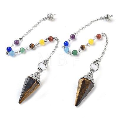 Natural Tiger Eye Hexagonal Pointed Dowsing Pendulums G-P552-05P-08-1