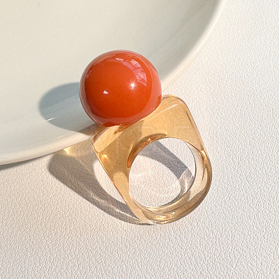 Resin Round Bead Finger Rings FS-WG38F74-07-1