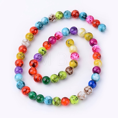 Spray Painted Glass Beads Strands X-DGLA-MSMC001-14-1