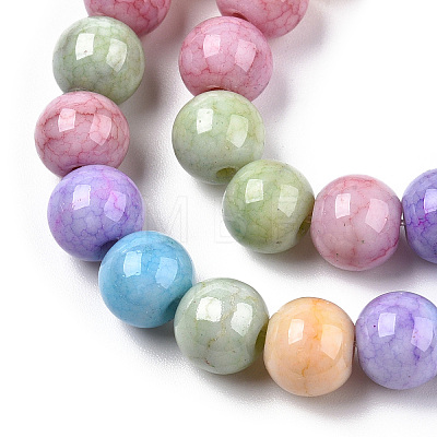 Opaque Crackle Glass Round Beads Strands X-GLAA-T031-01D-1