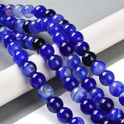 Natural Striped Agate/Banded Agate Beads Strands G-Z060-A01-C24-1