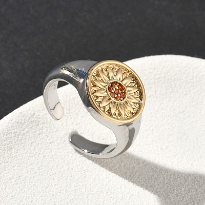 Brass Micro Pave Clear Cubic Zirconia Cuff Rings RJEW-G364-01GP-02-1