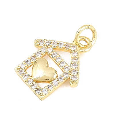 Brass Micro Pave Clear Cubic Zirconia Pendants KK-F938-15G-1