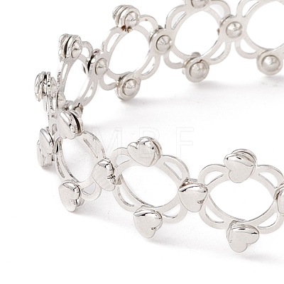 Brass Heart Folding Retractable Ring Bracelet RJEW-G252-01P-1