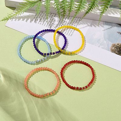 Round Natural Malaysia Jade(Dyed) Bead Stretch Bracelets BJEW-JB09127-1