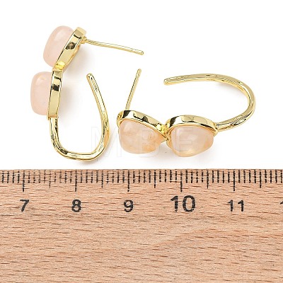Valentine's Day Heart Natural & Synthetic Mixed Stone Stud Earrings EJEW-T053-01G-1