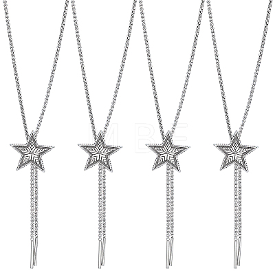 4Pcs Alloy Star Boho Tie Lariat Necklaces for Women NJEW-ME0001-21-1