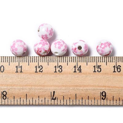 Handmade Printed Porcelain Beads PORC-Q201-8mm-3-1