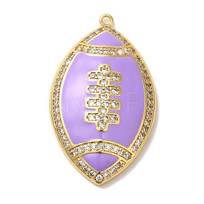 Rack Plating Brass Enamel with Cubic Zirconia Pendant KK-A229-32G-1