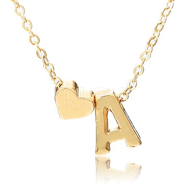 Alloy Letter Heart Pendant Necklaces for Women WGBB55E-23-1