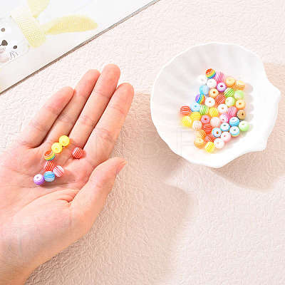 50Pcs Transparent Stripe Resin Beads RESI-YW0001-02B-1