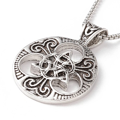 Alloy Cletic Sailor‘s Knot Pendant Necklace with 304 Stainless Steel Box Chains for Women NJEW-G035-01AS-1