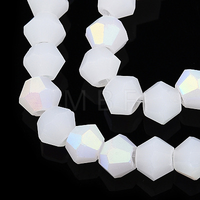Imitation Jade Bicone Frosted Glass Bead Strands GLAA-F029-JM4mm-A06-1