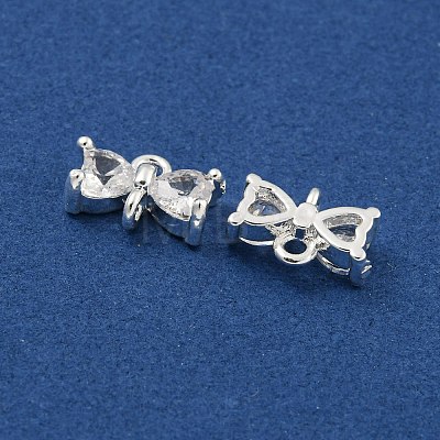 Brass Pave Clear Cubic Zirconia Connector Charms KK-B096-04S-1