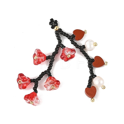 Glass Seed Beaded & Natural Red Jasper Big Pendants PALLOY-MZ01388-01-1