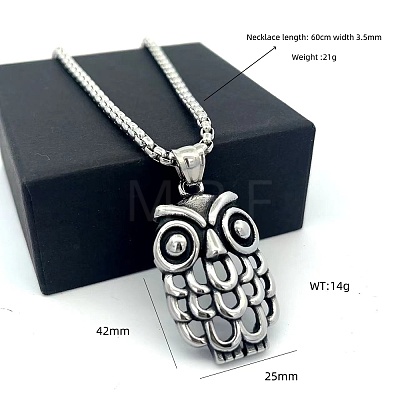 Vintage Gothic Owl Pendant 304 Stainless Steel Men’s Necklaces II3155-1