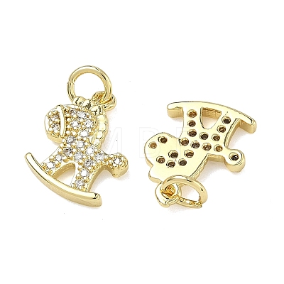 Brass Micro Pave Clear Cubic Zirconia Pendants KK-A294-01A-G-1