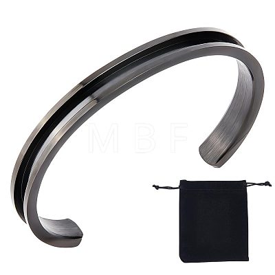 Unicraftale 1Pc 304 Stainless Steel Grooved Bangles FIND-UN0043-39EB-1