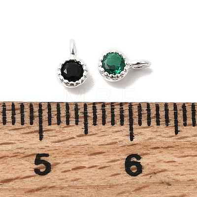 925 Sterling Silver Pave Cubic Zirconia Flat Round Charms STER-K188-05S-1
