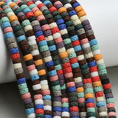 Synthetic Lava Rock Beads Strands G-A317-A01-02-1