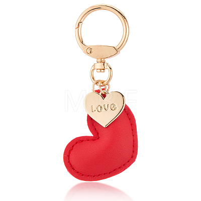1Pc Imitation Leather Heart Keychain KEYC-CL0001-14D-1