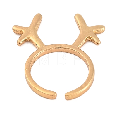 Christmas Deer Alloy Open Cuff Rings for Women RJEW-C106-01B-KCG-1