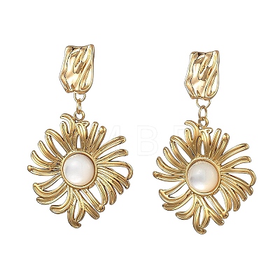 304 Stainless Steel & Natural Shell Dangle Earrings for Women EJEW-JE07213-02-1