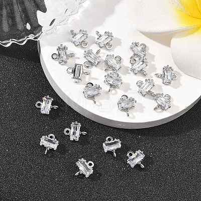 SHEGRACE Brass Pave Cubic Zirconia Rectangle Connector Charms XGRQ2O062-438A-P-1