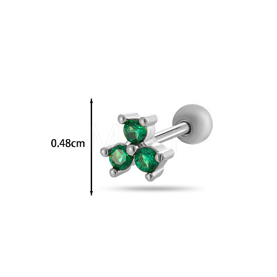 Brass Cubic Zirconia Green Clover Cartilage Earrings WGEAF95-12-1