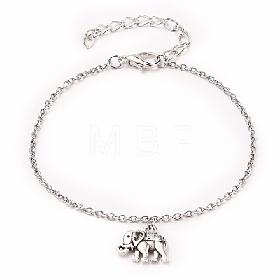 Alloy Elephant Charm Bracelets BJEW-JB05665-02-1