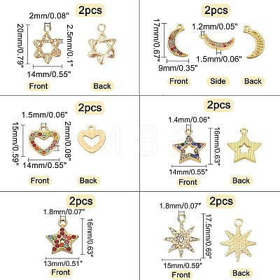 12Pcs 6 Style Alloy Rhinestone Pendants FIND-FH0002-72-1