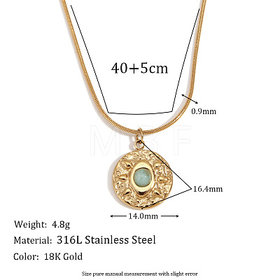 316L Surgical Stainless Steel with Natural Amazonite Pendant Necklaces WGEA815-05-1