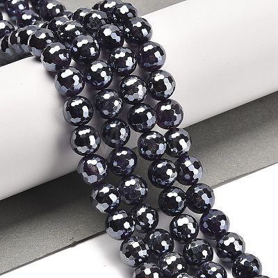 Electroplated Natural Amethyst Round Beads Strands G-L598-A05-03-1