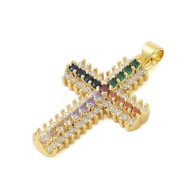 Rack Plating Brass Micro Pave Cubic Zirconia Pendants KK-S380-39C-G-1