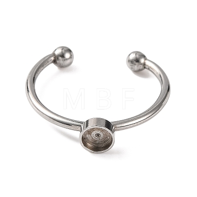 304 Stainless Steel Open Cuff Ring Components STAS-S134-01P-01-1