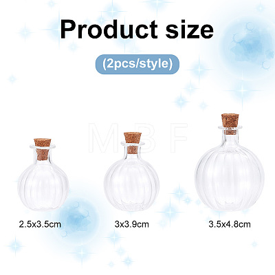 6Pcs 3 Style Chunky Glass Ball Wishing Bottle Ornament AJEW-DR0001-06-1