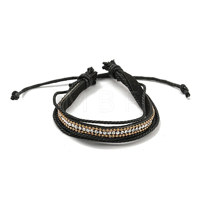 Braided PU Leather & Waxed Cords Multi-strand Bracelets BJEW-P329-09-1