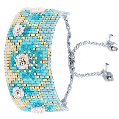 Friendship Flower Loom Pattern Seed Beads Bracelets for Women BJEW-A121-45A-1