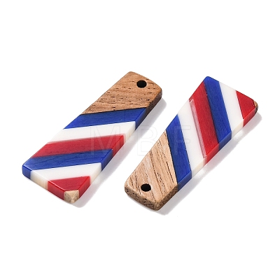 Independence Day Opaque Striped Resin & Walnut Wood Pendants RESI-U010-02A-1