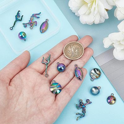 12Pcs 6 Style Plated Alloy Pendants FIND-CA0005-71-1