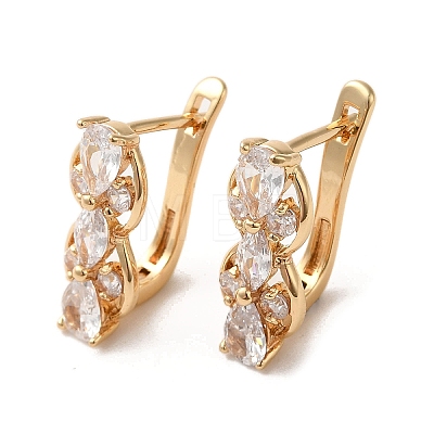Brass Micro Pave Cubic Zirconia Hoop Earrings EJEW-C073-16KCG-1