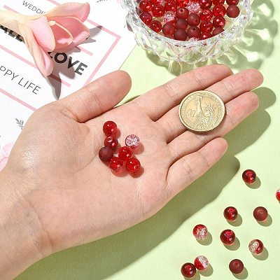 100Pcs Transparent Frosted Glass Beads Strands GLAA-CJ0002-05-1