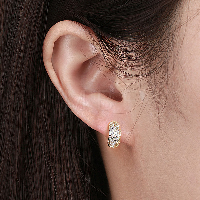 Arch 925 Sterling Silver Cubic Zirconia Stud Earrings for Women EJEW-P231-37G-1